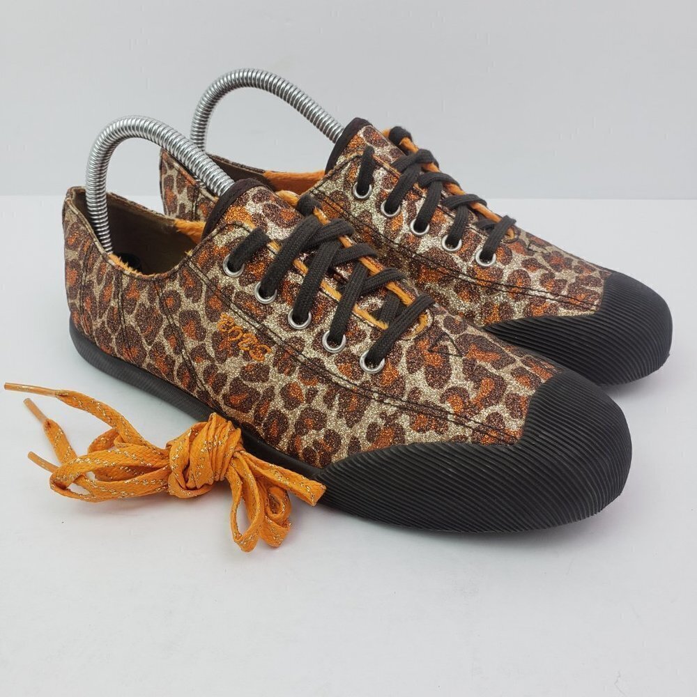 Bobs From Skechers Womens Size 7.5 Leopard Brown Orange Low Sneaker Shoes SN3353 - Picture 6 of 12